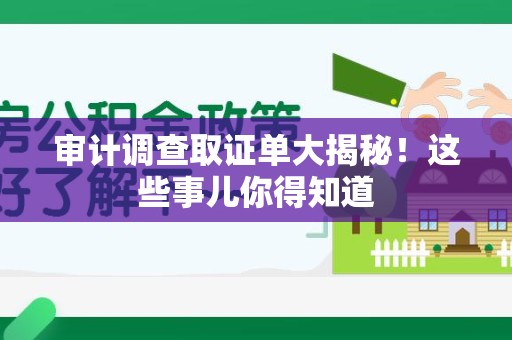 三明审计调查取证单大揭秘！这些事儿你得知道