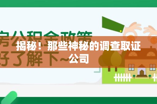 三明揭秘！那些神秘的调查取证公司