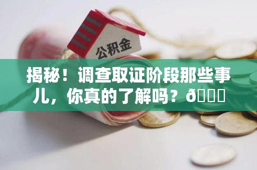 三明揭秘！调查取证阶段那些事儿，你真的了解吗？😎